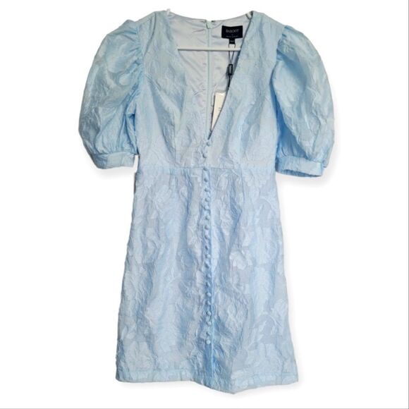 Bardot TALLULAH MINI COCKTAIL DRESS IN SOFT BLUE, size 2 - Picture 1 of 13